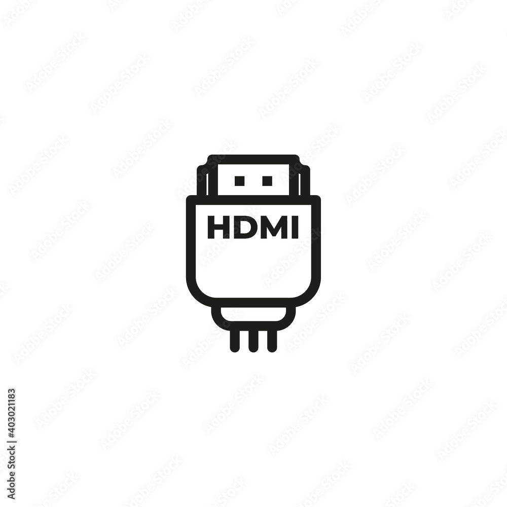 HDMI icon . HDMI 2.0 icon . HDMI cable line icon, outline vector sign