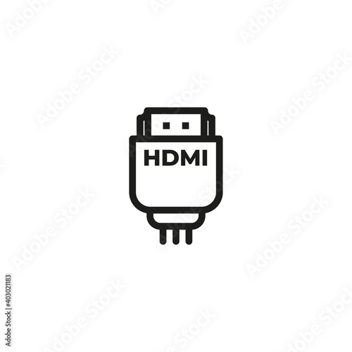HDMI icon . HDMI 2.0 icon . HDMI cable line icon, outline vector sign, linear style pictogram isolated on white. Symbol, logo illustration. Editable stroke photo