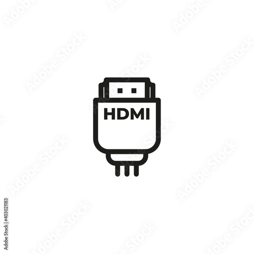 HDMI icon . HDMI 2.0 icon . HDMI cable line icon, outline vector sign, linear style pictogram isolated on white. Symbol, logo illustration. Editable stroke