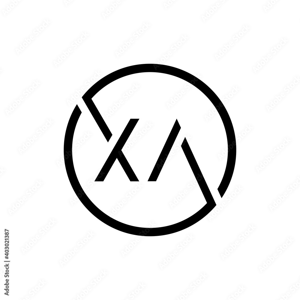 Creative Circle Letter XA Logo Design Vector Template. Initial Linked Letter XA Logo Design Creative Circle Letter XA Logo Design Vector Template. Initial Linked Letter XA Logo Design