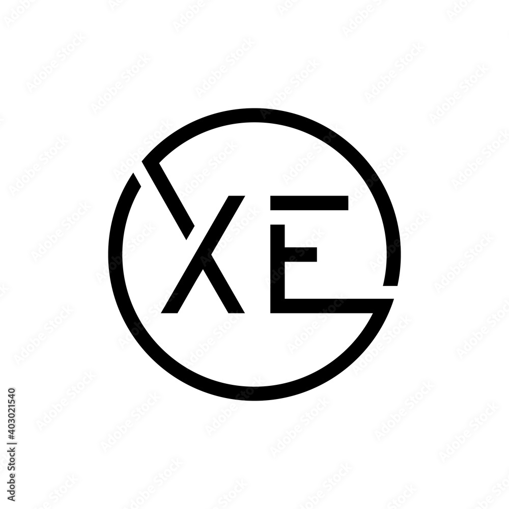 Creative Circle Letter XE Logo Design Vector Template. Initial Linked Letter XE Logo Design Creative Circle Letter XE Logo Design Vector Template. Initial Linked Letter XE Logo Design
