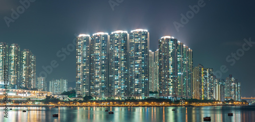 High rise residential building in Hong Kong city © leeyiutung