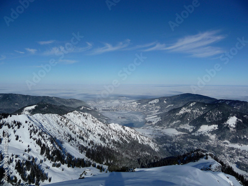Wintry mountain view from Brecherspitze mountain  Bavaria  Germany