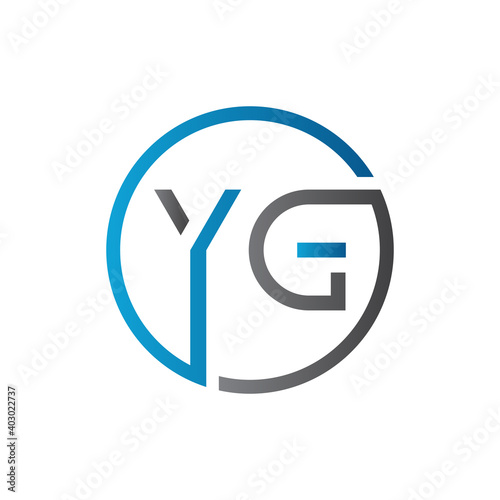 YG Logo Design Vector Template. Initial Circle Letter YG Vector Illustration