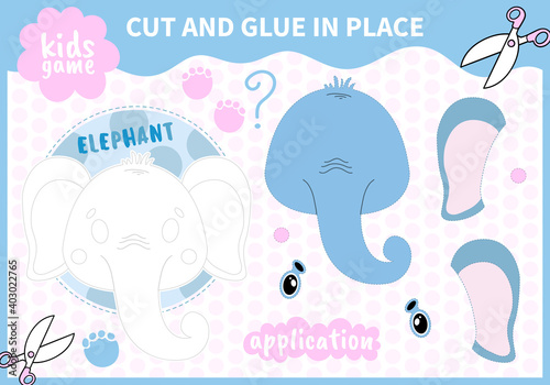 Children board animal game applique cut and glue in place for preschoolers and primary school students worksheets.Page read and match for kids educational book