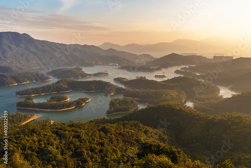 Billede på lærred Idyllic landscape of Tai Lam Chung reservoir in Hong Kong