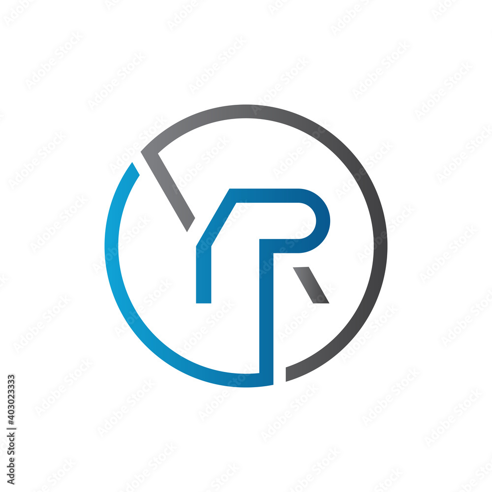 YR Logo Design Vector Template. Initial Circle Letter YR Vector Illustration YR Logo Design Vector Template. Initial Circle Letter YR Vector Illustration
