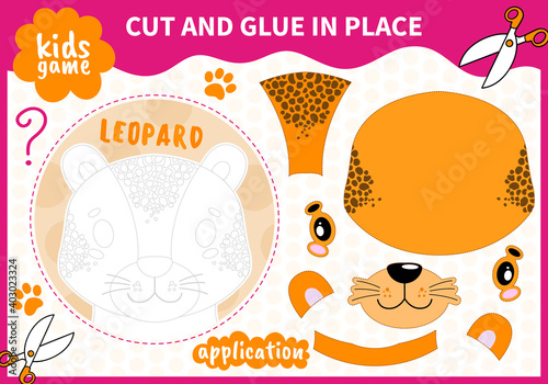 Children board animal game applique cut and glue in place for preschoolers and primary school students worksheets.Page read and match for kids educational book