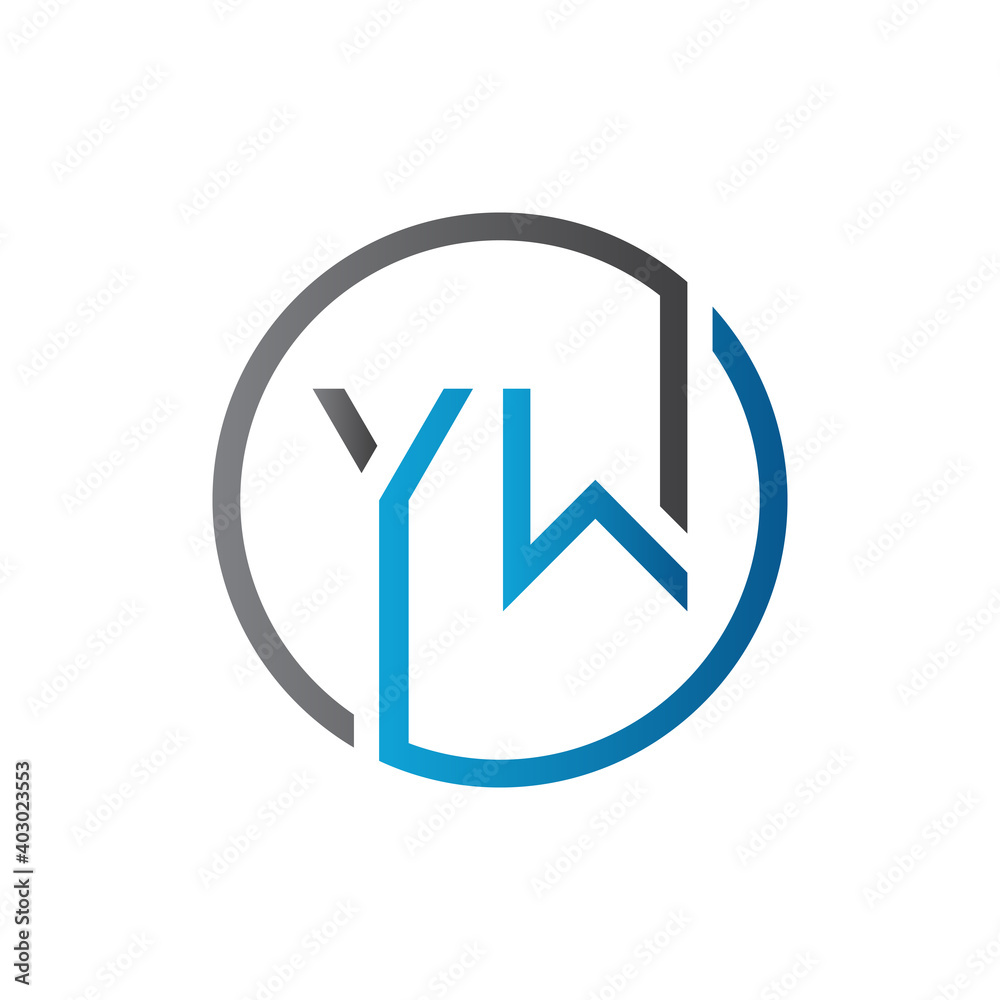 YW Logo Design Vector Template. Initial Circle Letter YW Vector Illustration