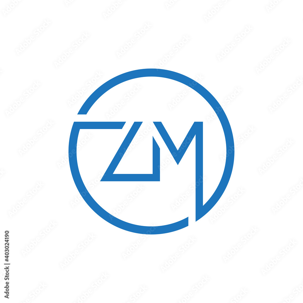 ZM Logo Design Vector Template. Initial Circle Letter ZM Vector Illustration ZM Logo Design Vector Template. Initial Circle Letter ZM Vector Illustration