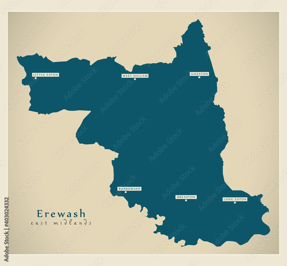 Erewash district map - England UK