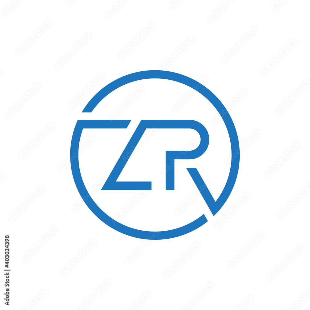 ZR Logo Design Vector Template. Initial Circle Letter ZR Vector Illustration ZR Logo Design Vector Template. Initial Circle Letter ZR Vector Illustration