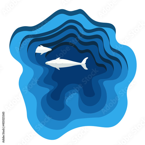 Vector illustration of dolphin in the pool