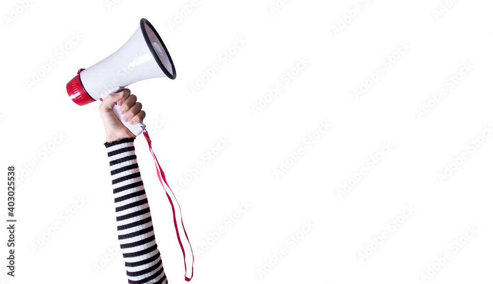 person holding megaphone