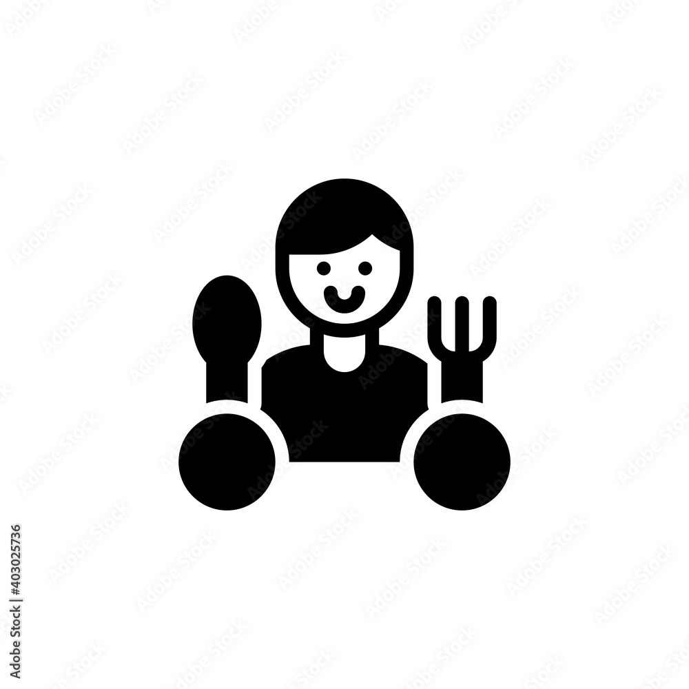 Eat Eating Restaurant and Café Person Glyph Style Icon, Logo, Vector Eat Eating Restaurant and Café Person Glyph Style Icon, Logo, Vector