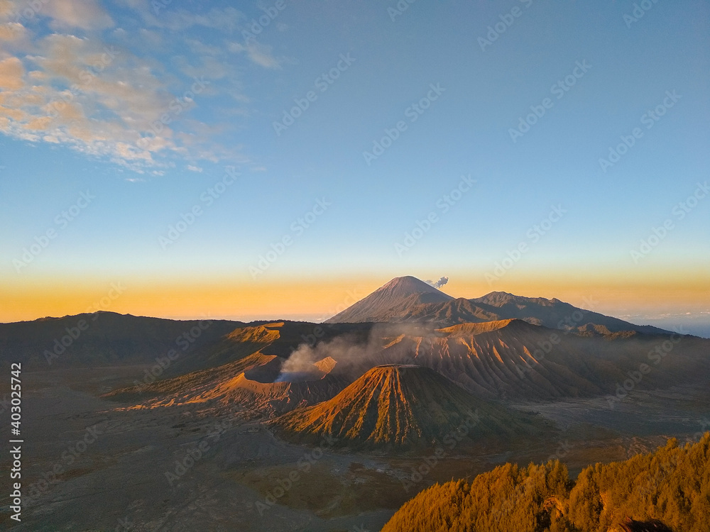 sunrise over the mountains at Bromo volcano in east java , Indonesia.