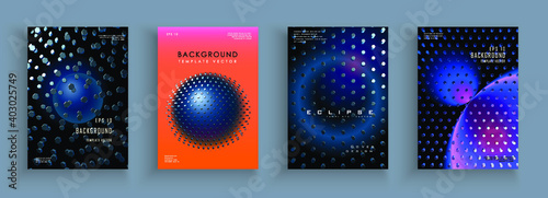 Cover templates with abstract hexagons. 3d space composition. Cover set for placards, banners, flyers, presentations and reports.