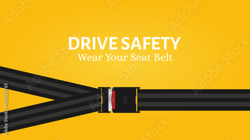Creative vector illustration of drive safety seat belt. Art design road strap. Safety advice for wearing seat belts