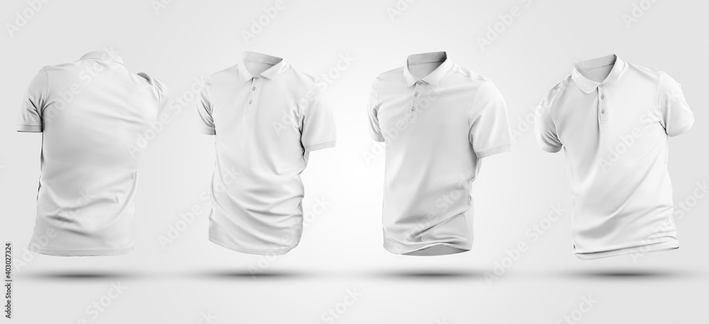 Mockup Blank White Shirt With Collar Short Sleeves Isolated On Background Stock イラスト Adobe Stock