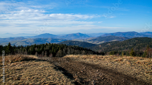 Fototapeta Naklejka Na Ścianę i Meble -  panoramic view of Beskid Wyspowy Mountains, Poland