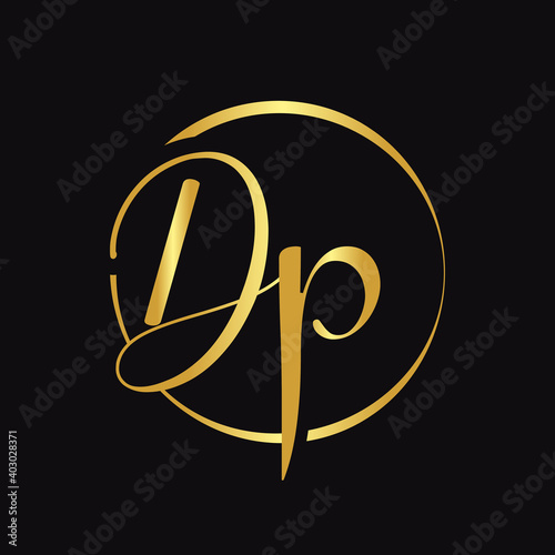 Obraz na plátně Initial DP Script Letter Type Logo Design With Modern Typography Vector Template