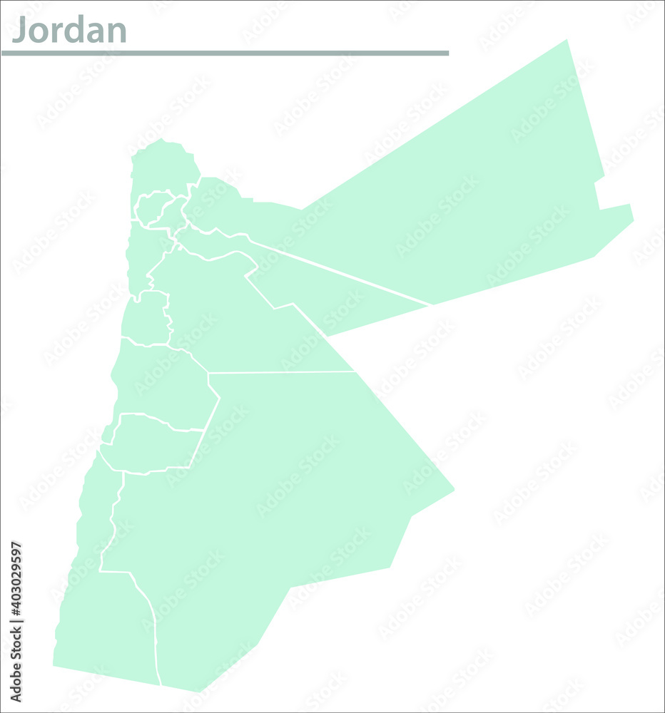 Jordan map illustration vector detailed Jordan map with states Jordan map illustration vector detailed Jordan map with states