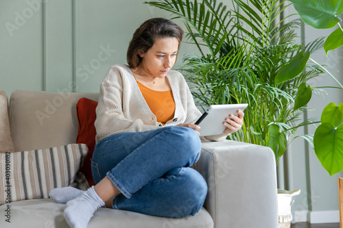 Young woman using tablet pc