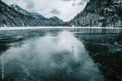 Austrian Alps in winter for the New year, Lake Toplitzsee, Kammersee