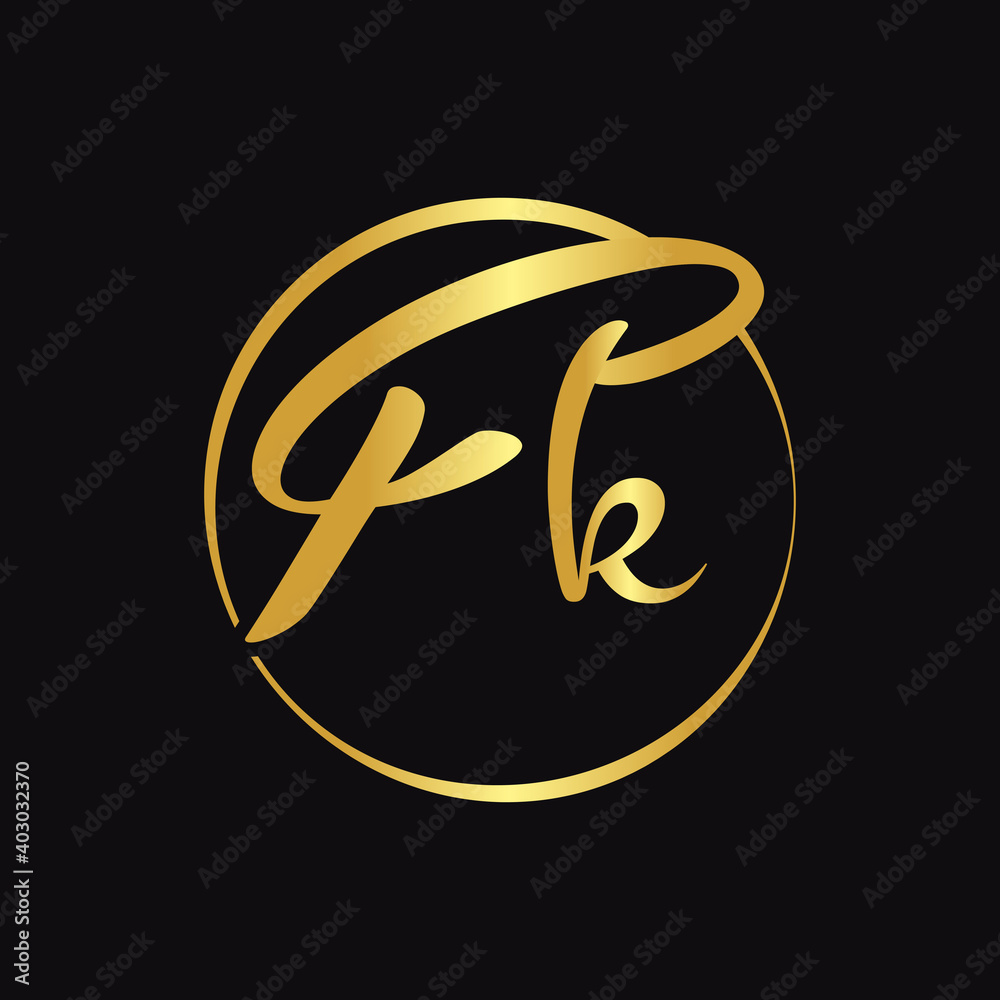 Initial FK Script Letter Type Logo Design With Modern Typography Vector ...