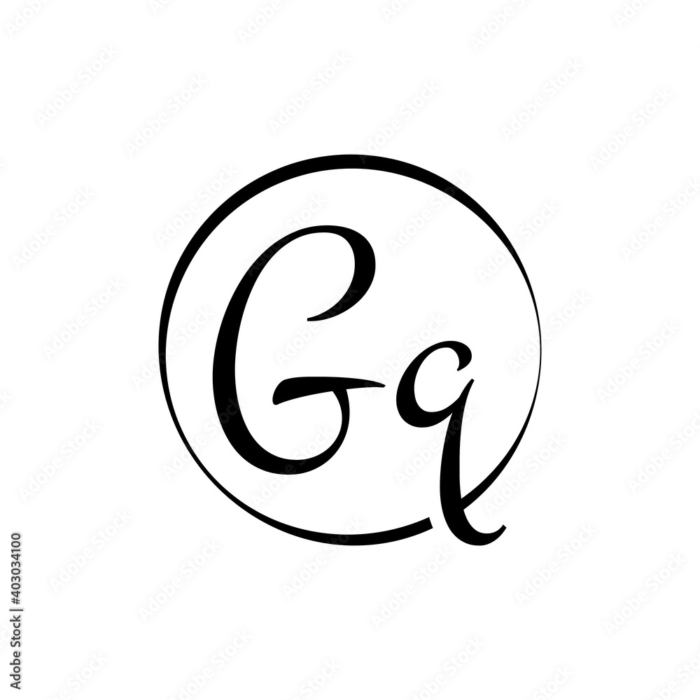 Initial GQ Script Letter Logo Creative Typography Vector Template. Creative Script Letter GQ logo Design Initial GQ Script Letter Logo Creative Typography Vector Template. Creative Script Letter GQ logo Design