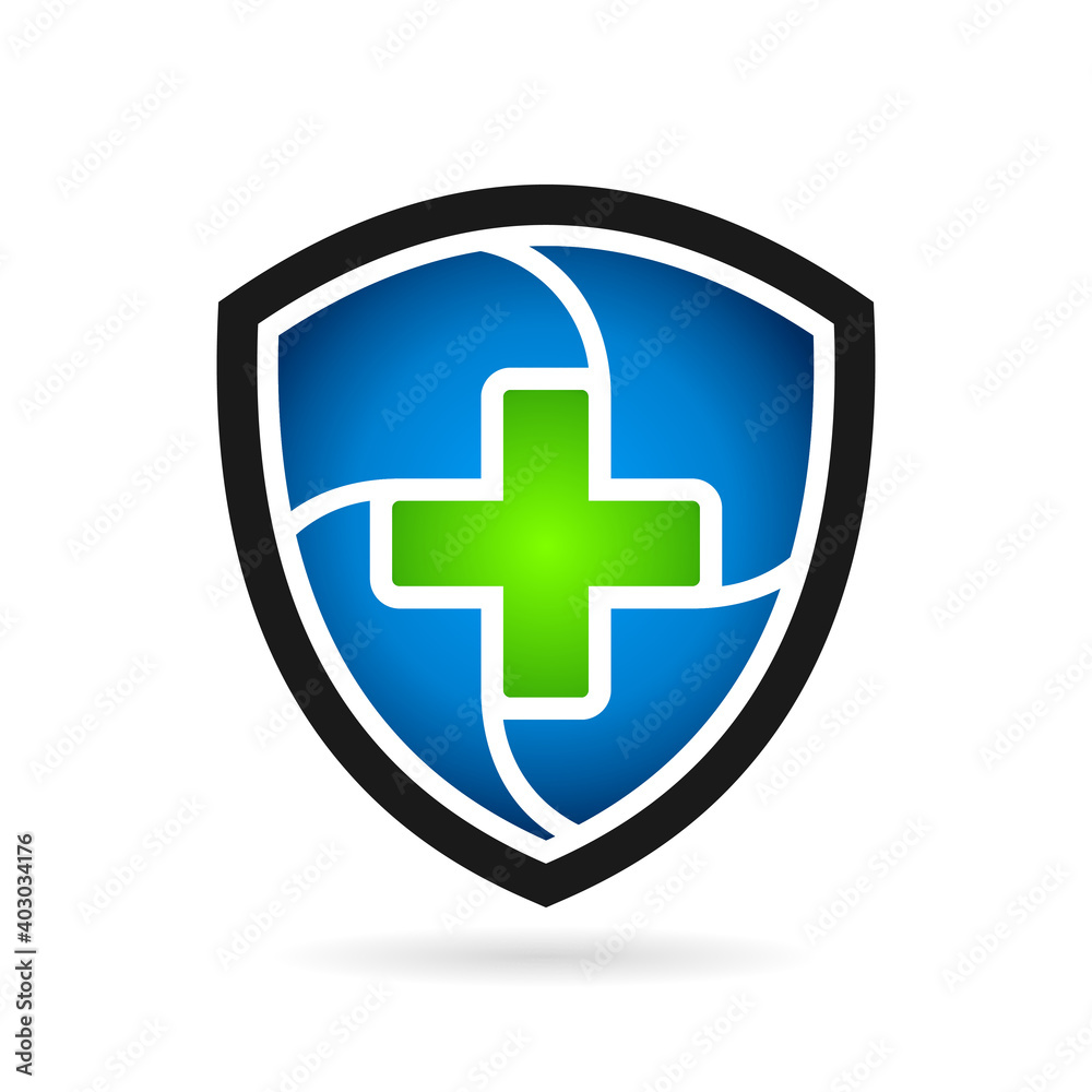 Obraz premium medical health shield vector logo