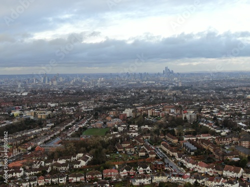 Canvas Print Aerial view above Streatham, London, United Kingdom with the downtown cityscape