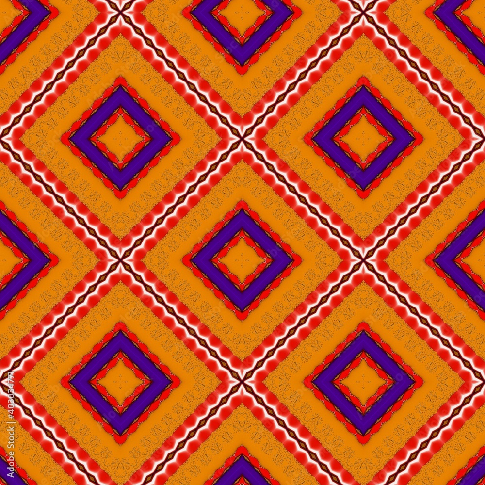  Seamless pattern with symmetric geometric ornament. 