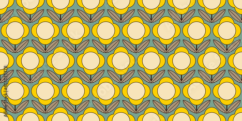 Retro flower background. Seamless pattern. Vector. レトロな花のパターン