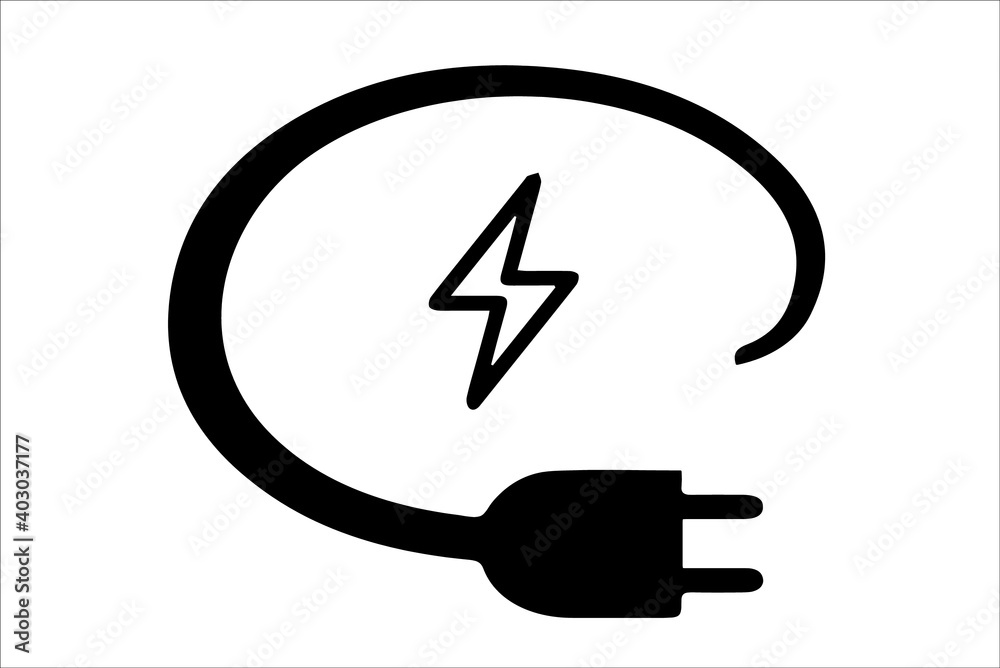 Plug icon vector. electric plug, Electric bolt flash. Lightning design ...