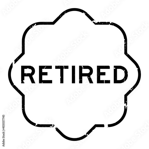 Grunge black retired word rubber seal stamp on white background
