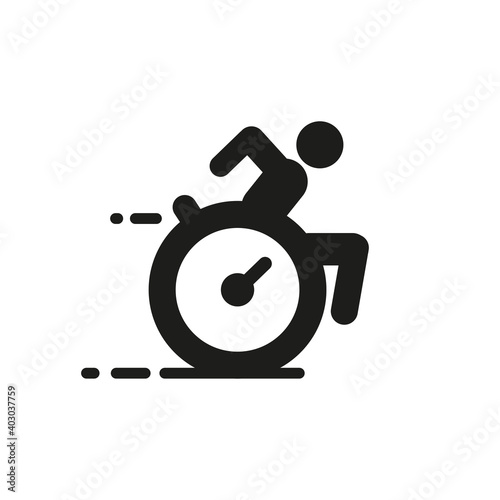 Wheelchair athlete, inclusiveness, Paralympian. Disabled person in a wheelchair, flat icon, disabled person.  User interface vector icon.