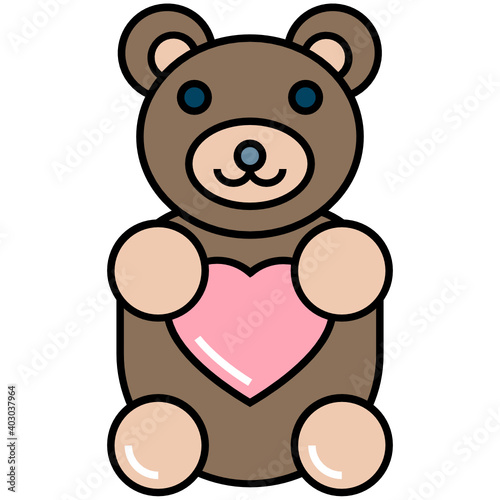 Teddy Bear Love and Romance Symbol  Stuff Toys Concept Vector Icon Design  Valentine Day Sign