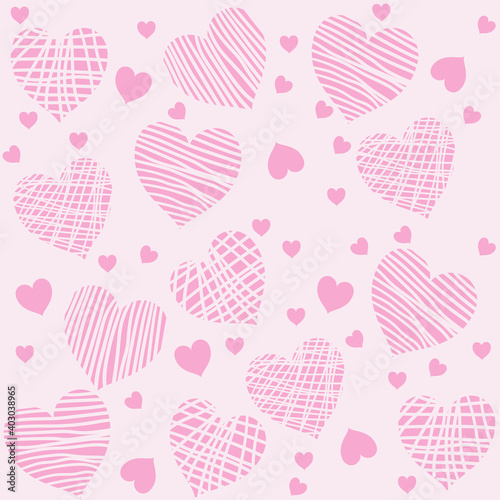 Seamless pattern with drawing hearts