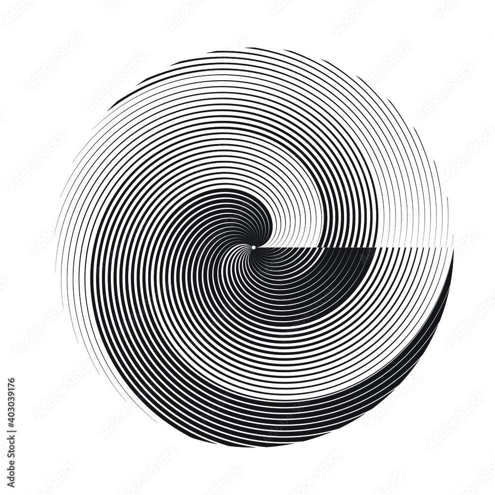 Lines in Circle Form . Spiral Vector Illustration .Technology round. Wave Logo . Design element . Abstract Geometric shape .