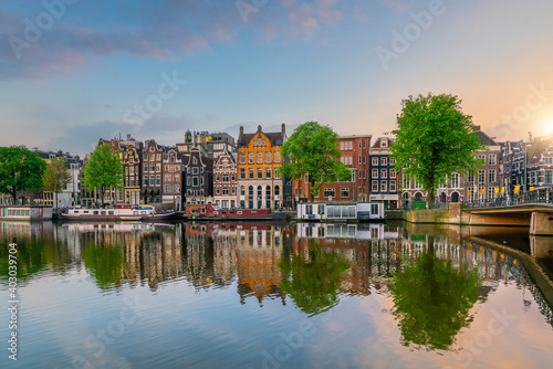Downtown Amsterdam city skyline. Cityscape  in Netherlands © f11photo