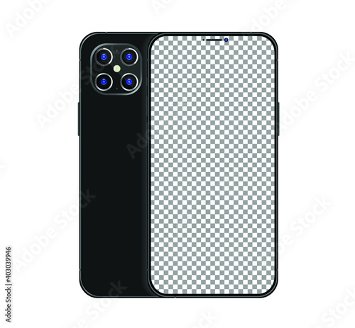 Smartphone vector realistic detailed  with screen transparent back and front side  EPS 10