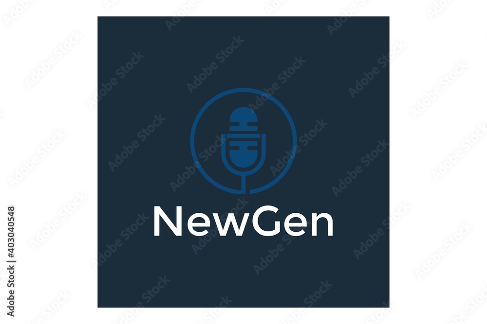 podcast logo design with line style