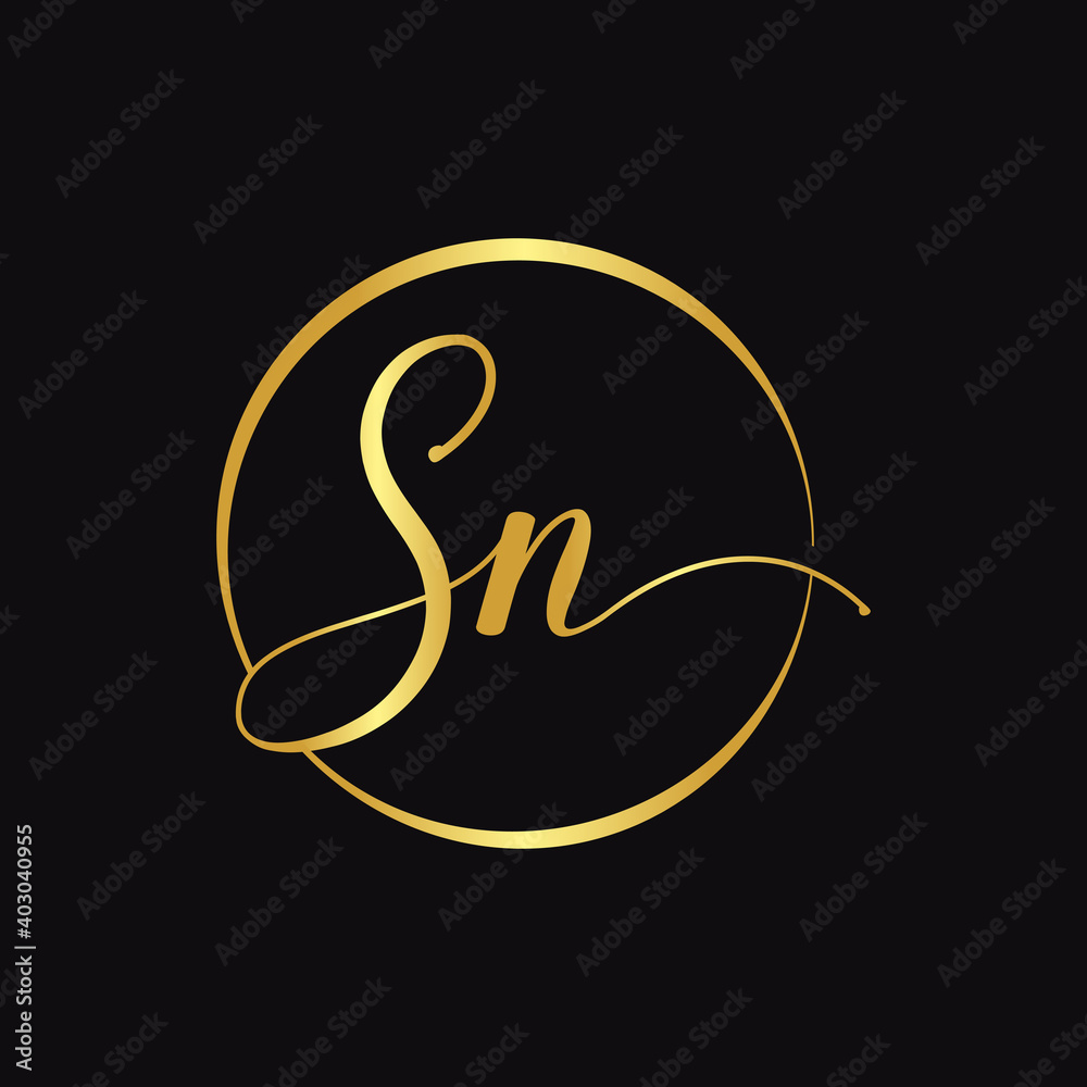 Initial SN letter Logo Design vector Template Abstract Script Letter Initial SN letter Logo Design vector Template Abstract Script Letter