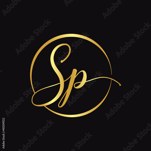 Initial SP letter Logo Design vector Template. Abstract Script Letter SP logo Design photo