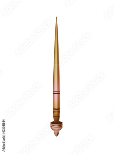 Wooden spindle. Antique needlework tool. Vector illustration photo