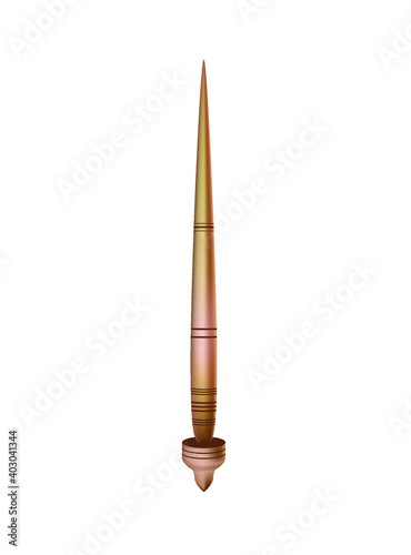 Wooden spindle. Antique needlework tool. Vector illustration