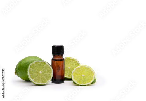 Aromatherapy oil bottle with limes