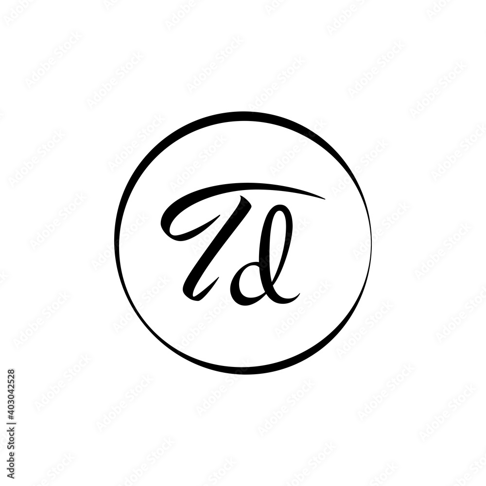 Initial TD letter Logo Design vector Template. Abstract Script Letter TD logo Design Initial TD letter Logo Design vector Template. Abstract Script Letter TD logo Design