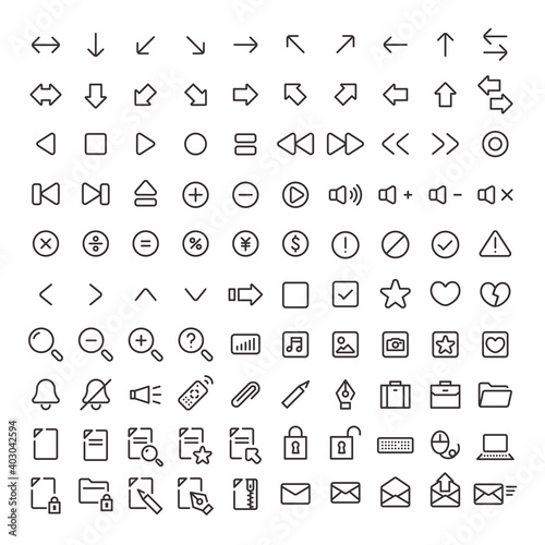 線画アイコン100個セット01（基本）
